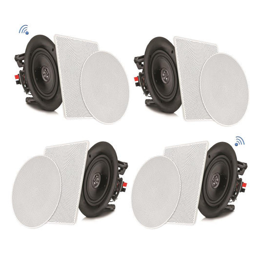 Pyle Audio 6.5 In 2 Way 200W Flush Mount Bluetooth Ceiling Wall Speakers, 4 Pack