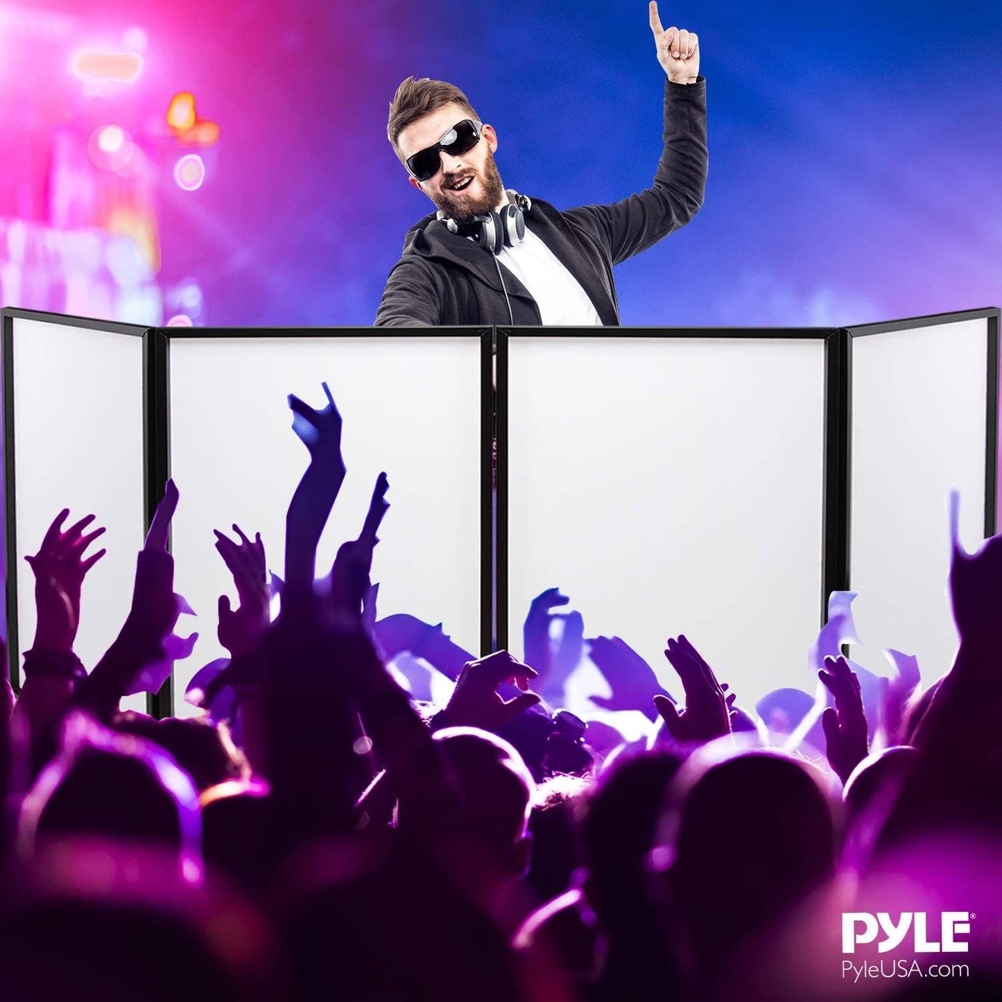 Pyle PDJFAC10 Foldable DJ Front Board Display Booth Cover Screen Scrim Panel
