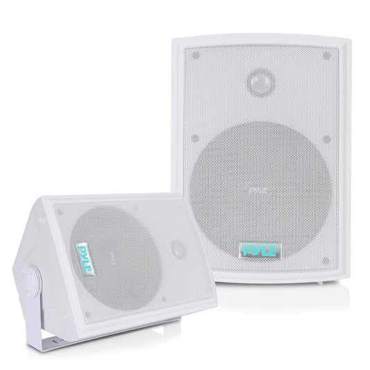 Pyle PDWR63 Waterproof Indoor Outdoor 6.5" 350W Speaker System, White (2 Pack)