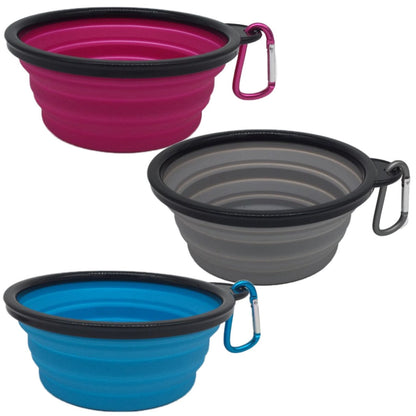 Mr. Peanut's 3 Pak XL (25oz) Collapsible Silicone Bowls with Color Matched Carabiner Clips