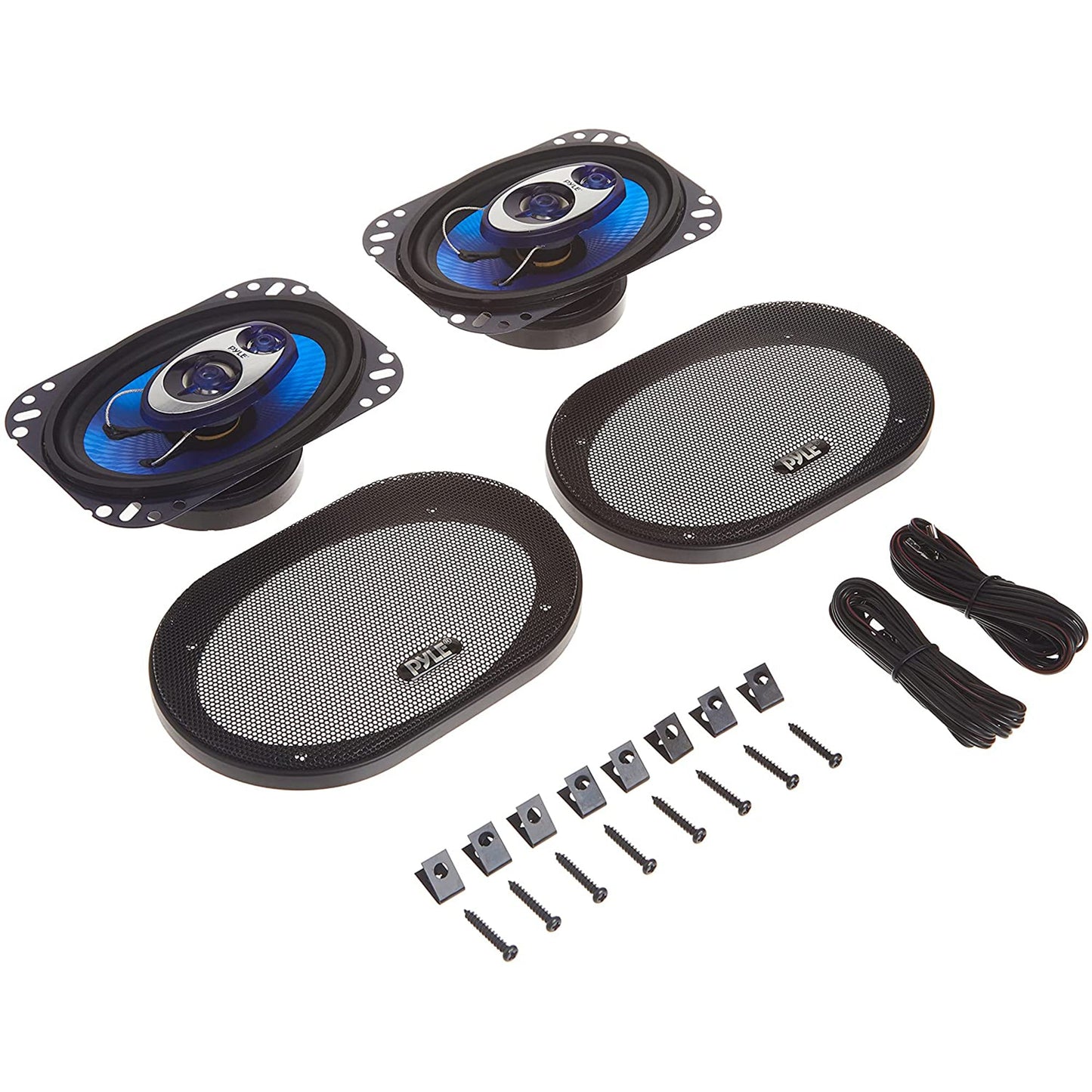Pyle PL463BL Blue Label 4x6 Inch 240W 3 Way Triaxial Car Speaker Stereo, 2 Pack
