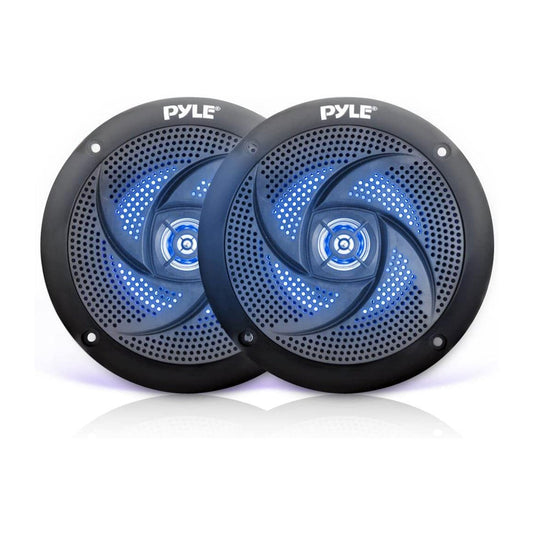 Pyle PLMRS53BL 5.25 Inch Waterproof Low Profile Marine Speakers, Black (2 Pack)