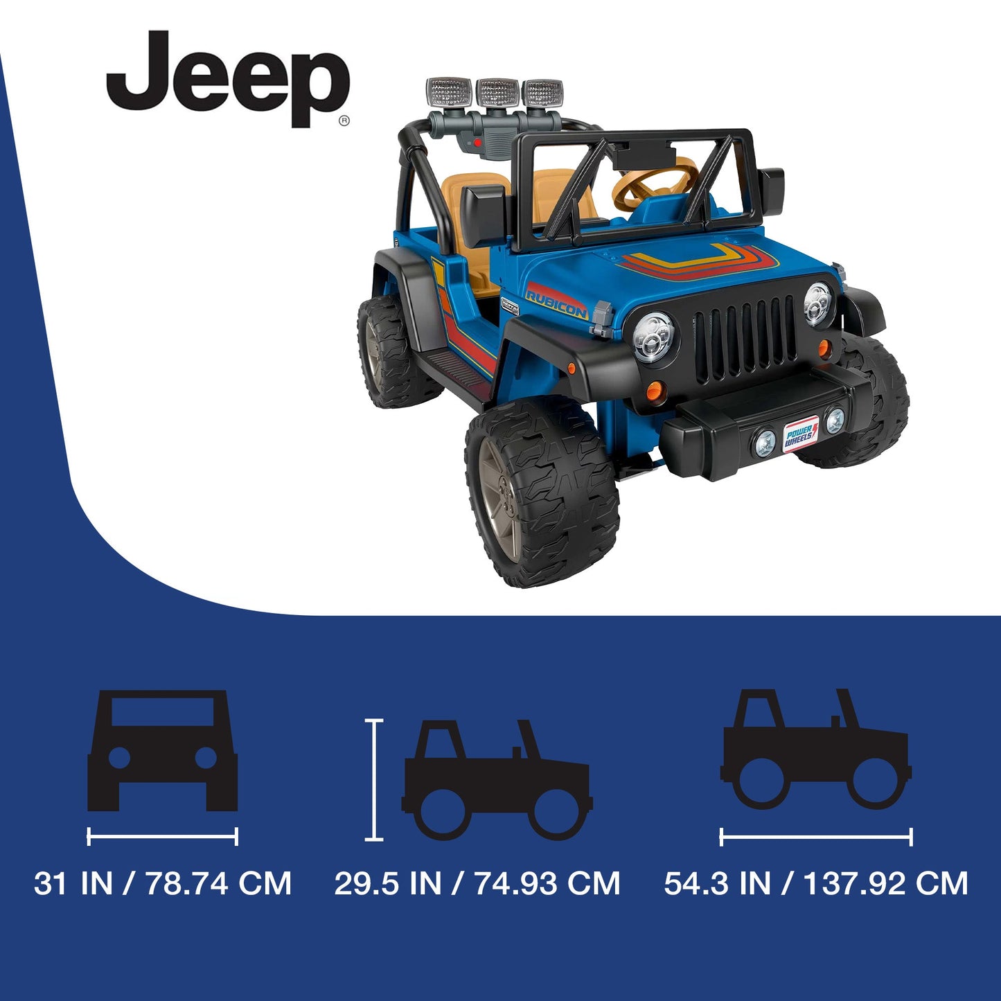 Fisher-Price Power Wheels 2 Seater Retro Jeep Wrangler Ride On Vehicle Toy Car