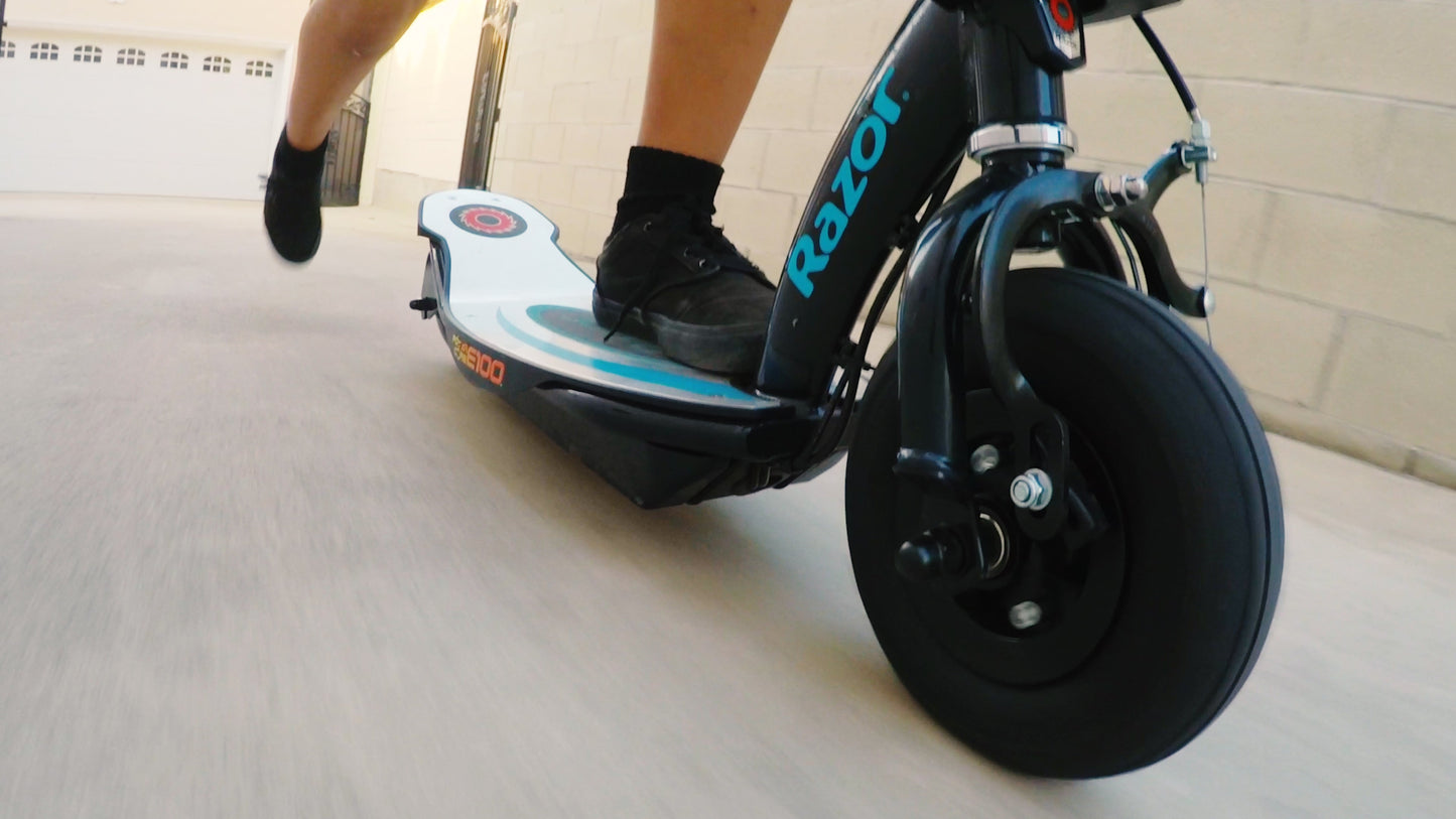 Razor Power Core E100 Electric Scooter with Aluminum Deck and Hand Brake, Blue