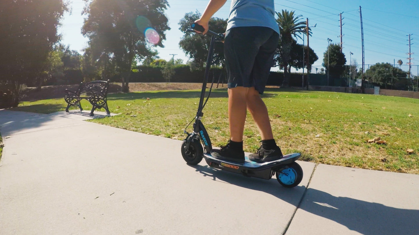 Razor Power Core E100 Electric Scooter with Aluminum Deck and Hand Brake, Blue