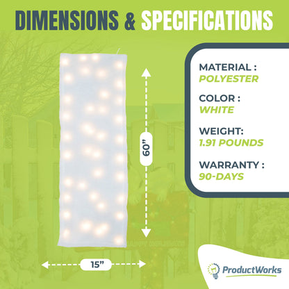 ProductWorks Pre-Lit Snow Cover Blanket 8 Function Holiday Decoration, 60" x 15"