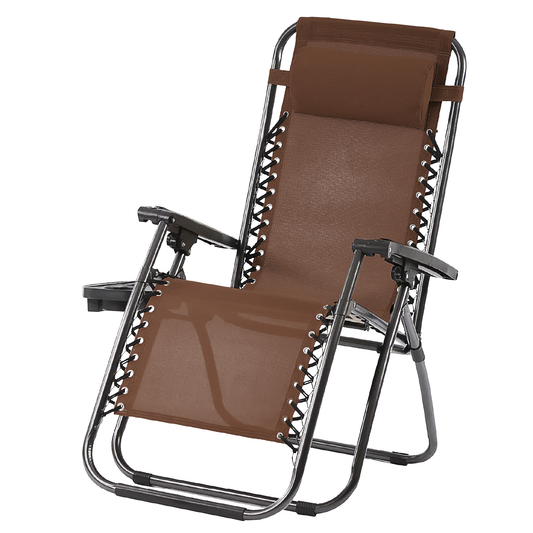 Trappers Peak Adjustable Zero-Gravity Folding Chairs, Set of 2, Brown