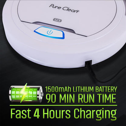 Pyle PureClean Smart Automatic Robot Vacuum Powerful Home Cleaning System, White