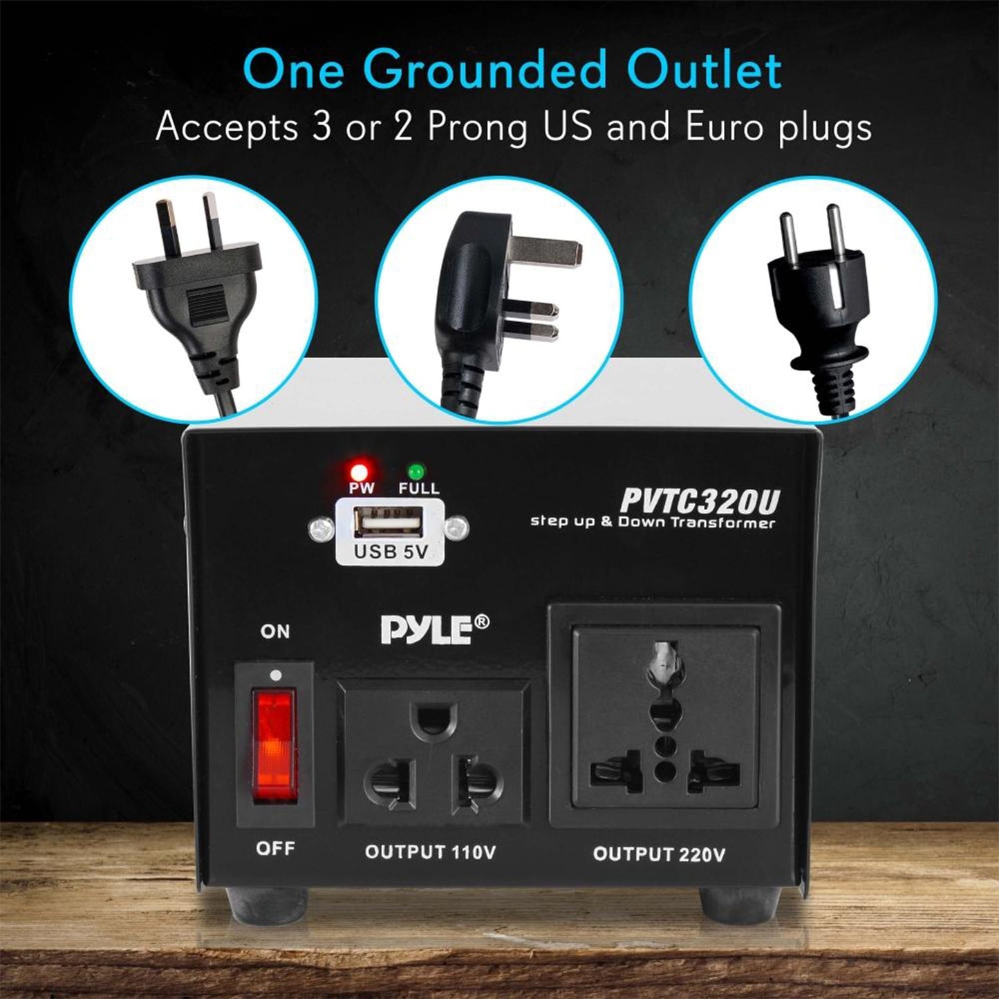 Pyle PVTC320U Step Up and Step Down 500 Watt Power Supply Voltage Converter