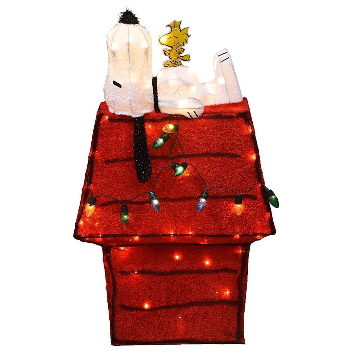 ProductWorks Peanuts 32" Snoopy & Woodstock Doghouse Prelit Christmas Yard