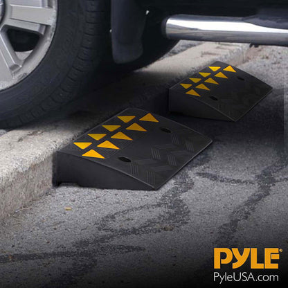 Pyle PCRBDR45 Car/Truck Heavy Duty Rubber Curbside Driveway Bridge Ramp (1 Pair)