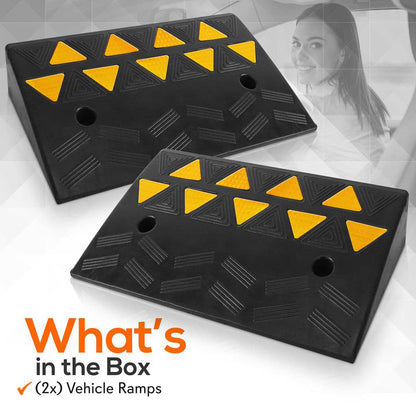 Pyle PCRBDR45 Car/Truck Heavy Duty Rubber Curbside Driveway Bridge Ramp (1 Pair)