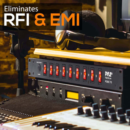 Pyle PDBC70 15 Amp Rack Mountable PDU Power Strip Surge Protector with 9 Outlets