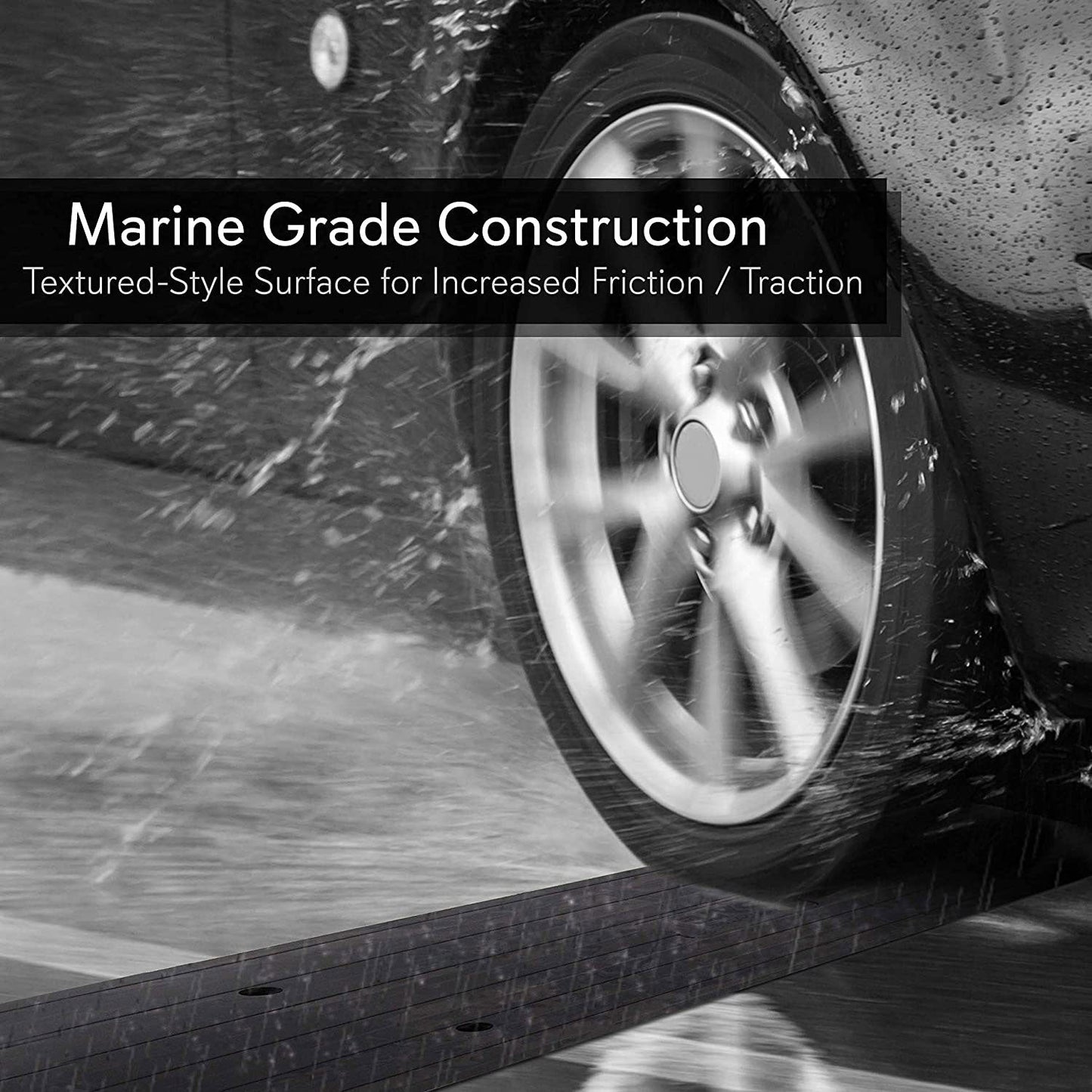 Pyle PCRBDR23 Rugged Rubber Curb Ramp Curbside Driveway Threshold Ramp (3 Pack)