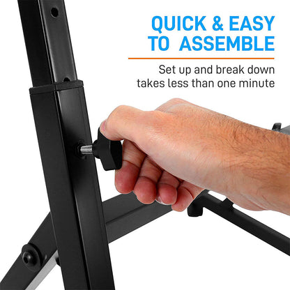 Pyle Adjustable Height Z Style Organ Keyboard Stand with Locking Wheels, Black