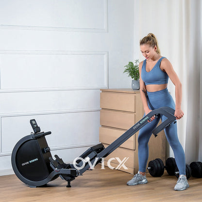 OVICX R100 Foldable Home Rower with Adjustable Foot Plate and Extra Long Track