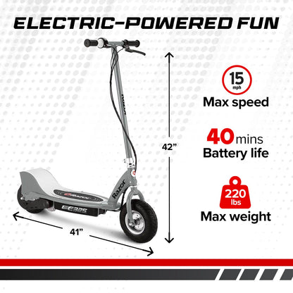 Razor E325 Adult Ride-On 24V High-Torque Motor Electric Powered Scooter, Silver