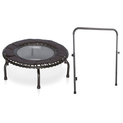 JumpSport 250 Fitness Rebounder Mini Trampoline & Handle Bar Accessory, Black