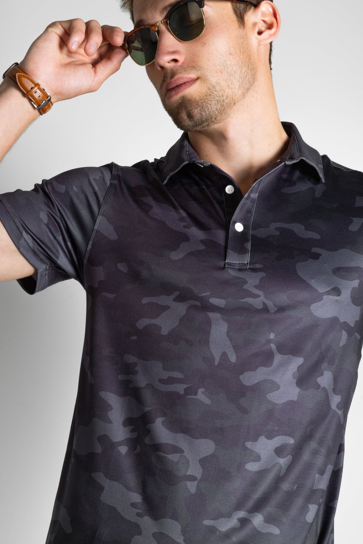 The Darkside | Black and Grey Camo Men’s Polo