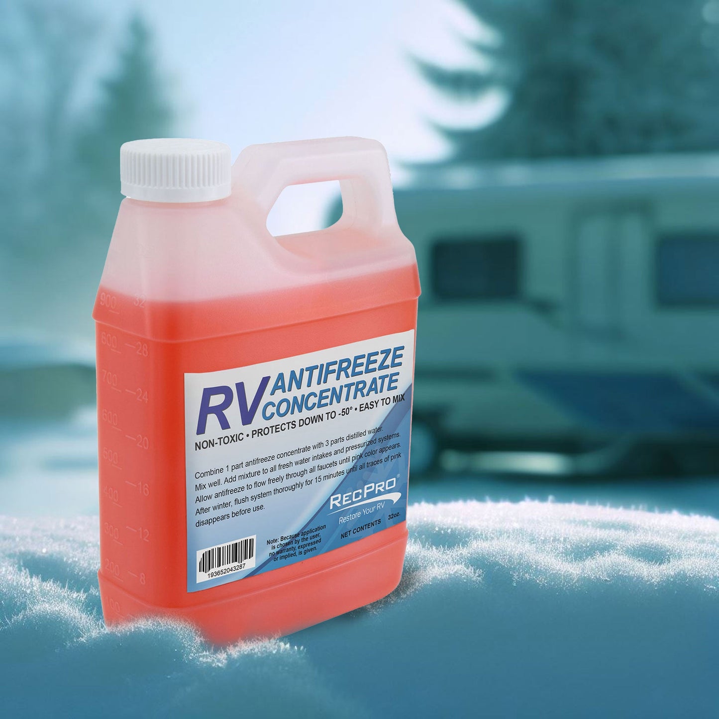 RecPro RV Antifreeze Concentrate Fluid, -50 Degree Fahrenheit Protection, 32 Oz