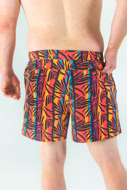 The Bay Breeze | Tropical Neon Ball Hammock® Pouch 5" Swim Trunks