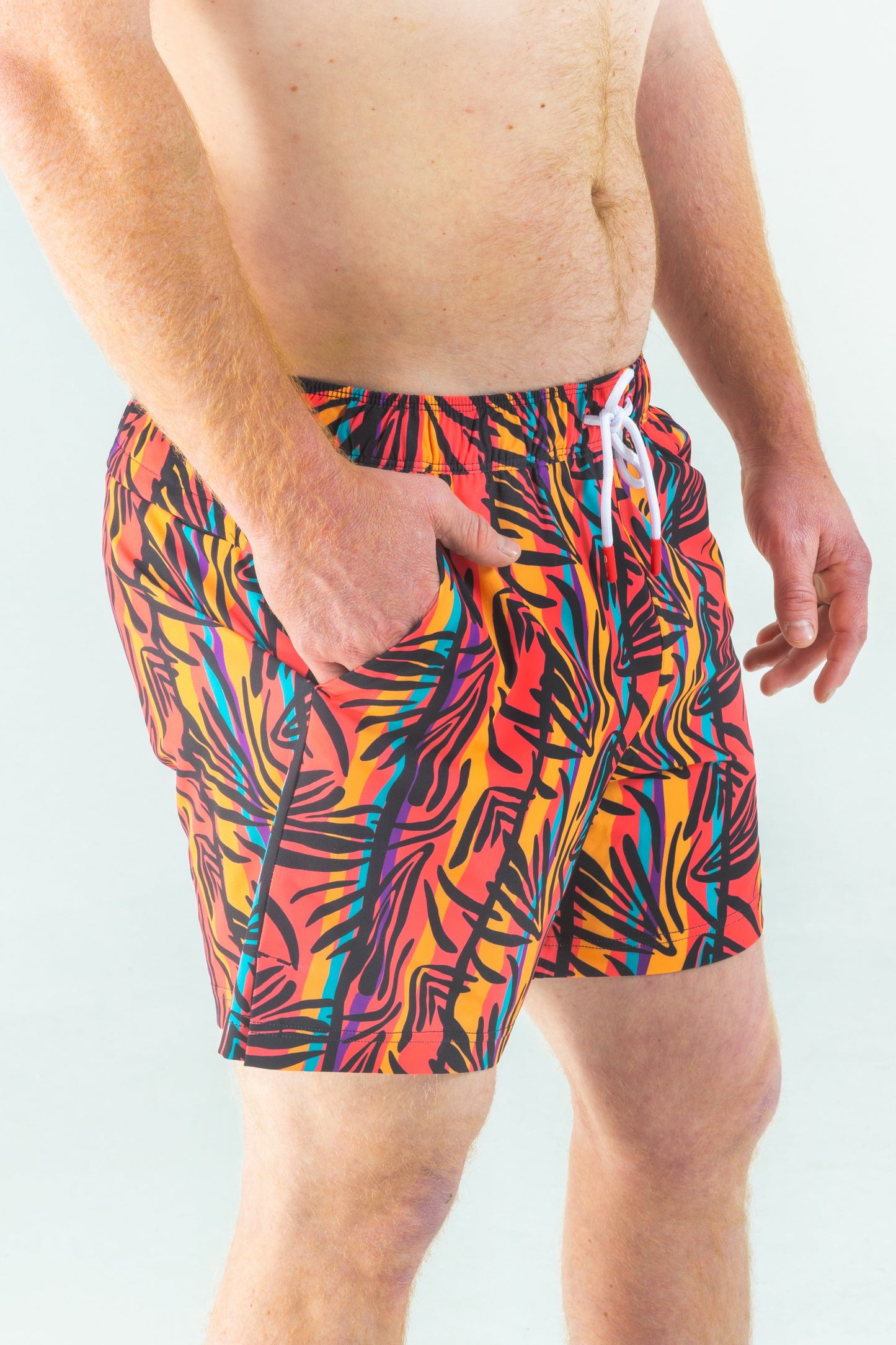 The Bay Breeze | Tropical Neon Ball Hammock® Pouch 5" Swim Trunks