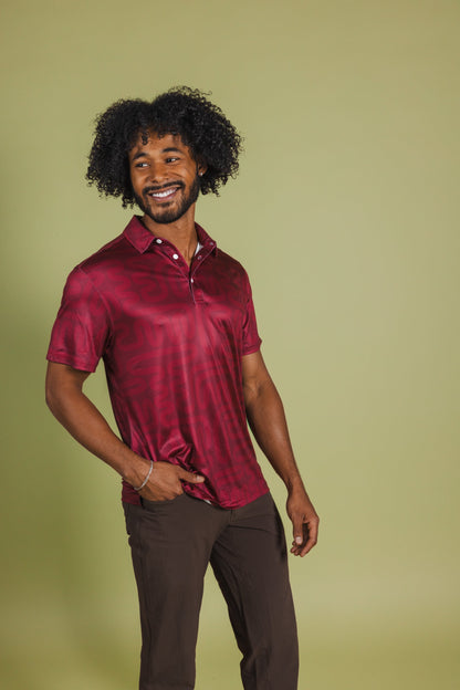 The Finish Line | Red Abstract Men’s Polo