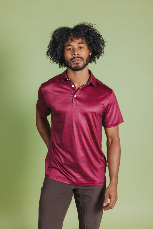 The Finish Line | Red Abstract Men’s Polo