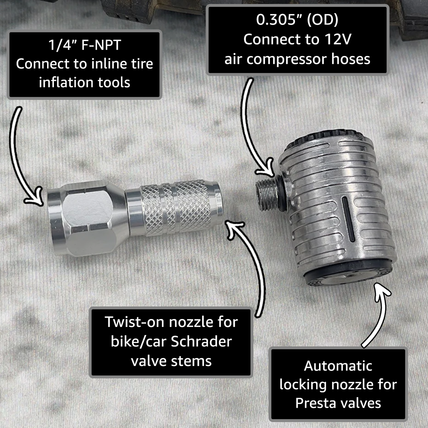 Lightning™ XP Locking Presta Air Chuck for Bike Tires - 1/4" F-NPT (Presta Valves)