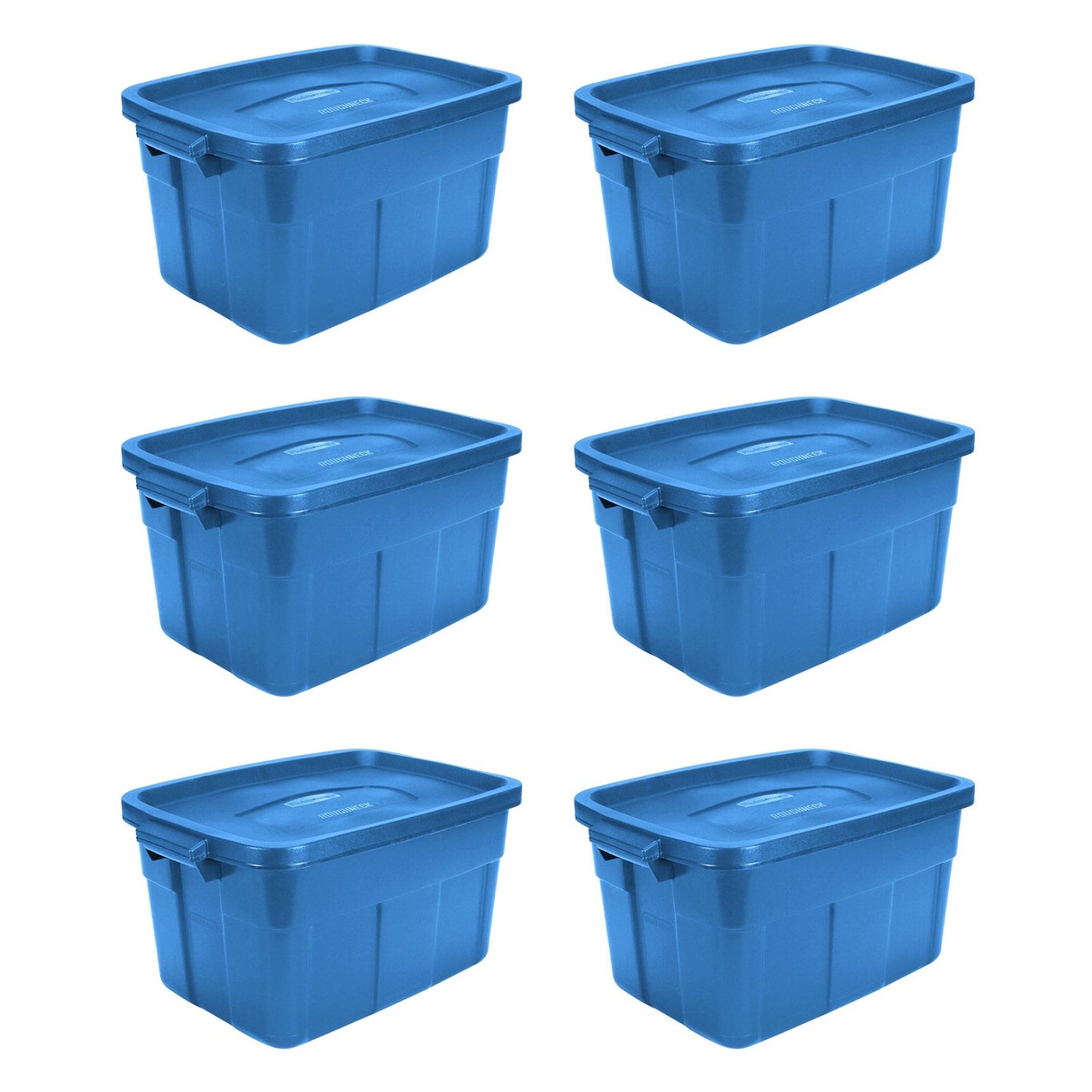 Rubbermaid Roughneck Tote 14 Gallon Storage Container, Heritage Blue (6 Pack)