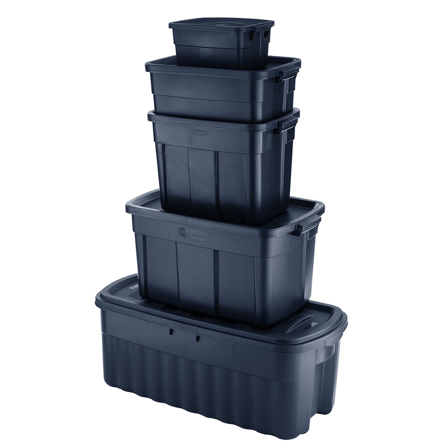Rubbermaid 18 Gallon Stackable Storage Container, Dark Indigo Metallic (12 Pack)