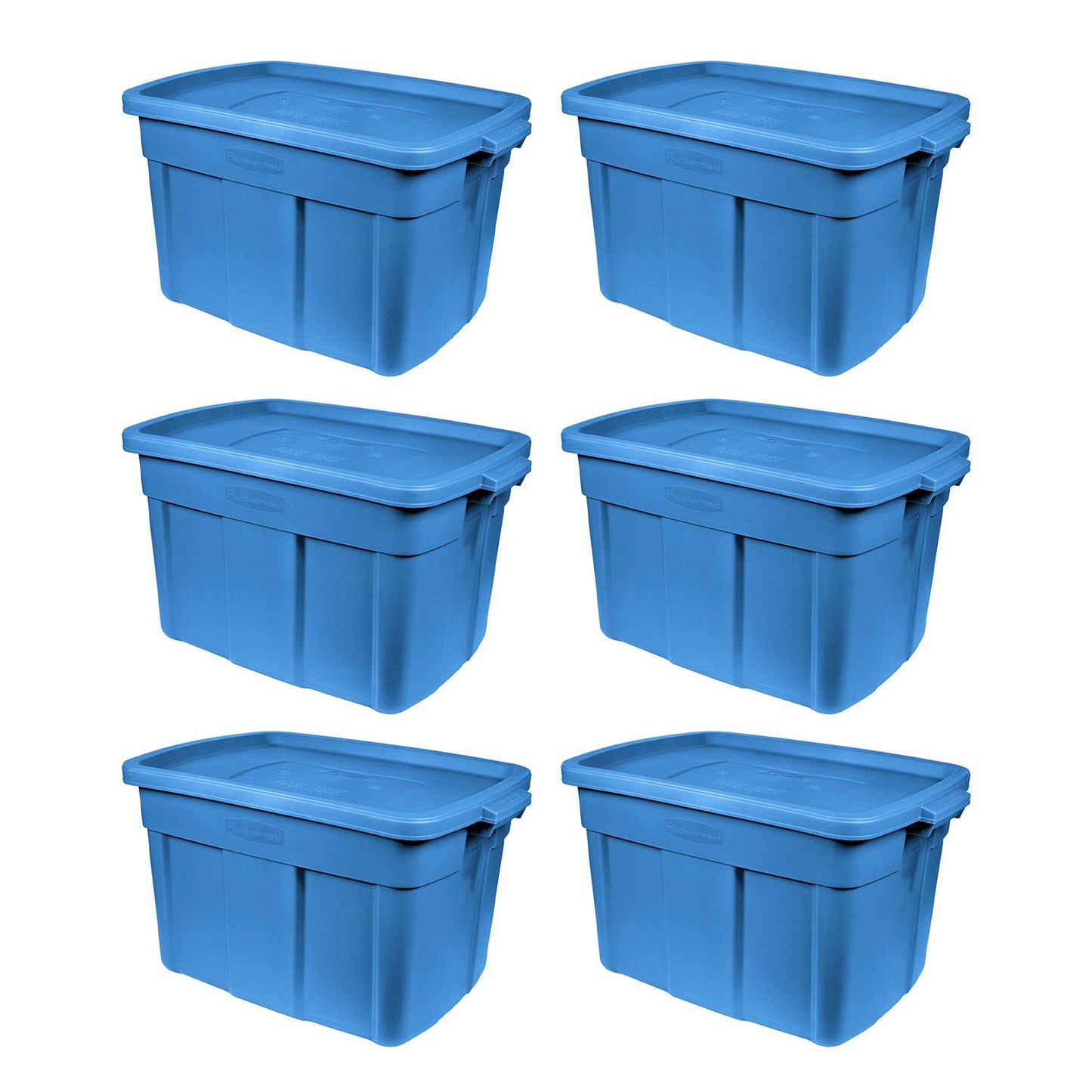 Rubbermaid Roughneck Tote 18 Gallon Storage Container, Heritage Blue (6 Pack)