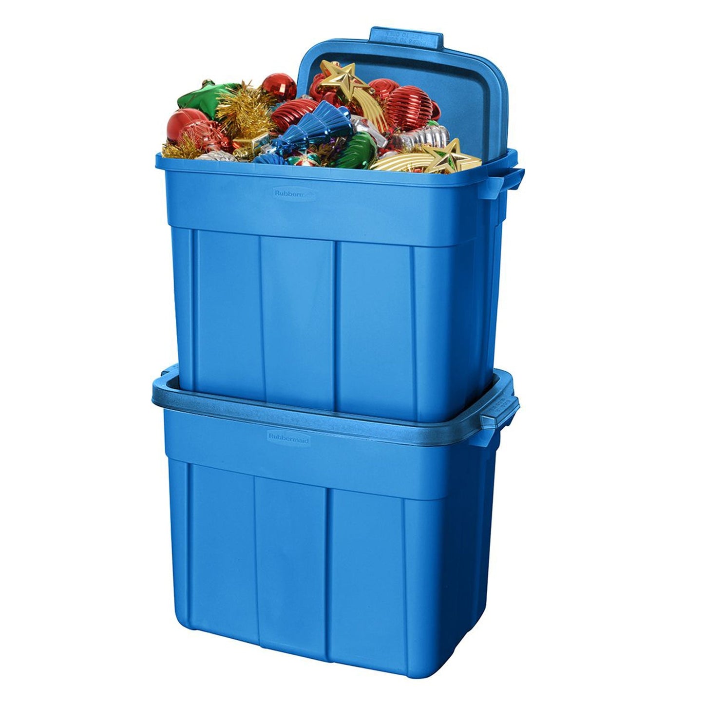 Rubbermaid Roughneck 25 Gal Stackable Storage Container, Heritage Blue (4 Pack)