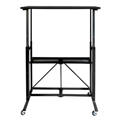 Origami Up Down Adjustable Sitting Standing Workstation Desk w/ Wheels, Black