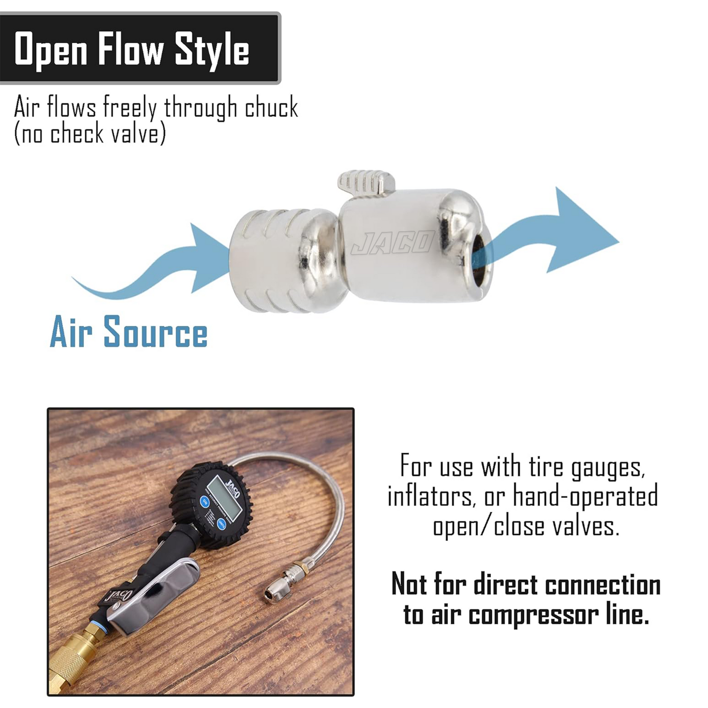 Lightning™ S-Series Tire Air Chuck | Open Flow, 1/4" F-NPT (2 Pack)