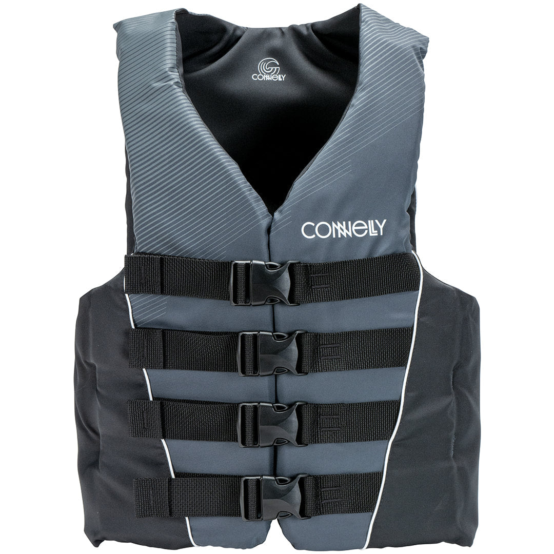 Connelly Mens Large Tunnel 4-Belt Nylon Life Vest Safety Jacket, Gray and Black