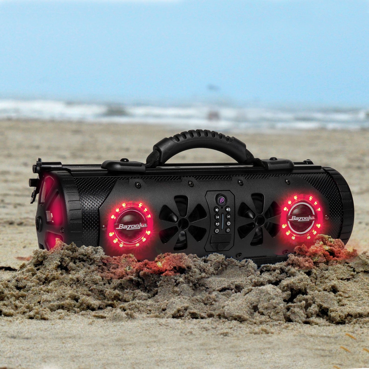 Bazooka G3 Party Bar MINI Portable Bluetooth Speaker | 70 Hours Battery Life | IP66 Waterproof | 450-watt MAX power | RGB-LED Lights | with one-click “Party Button” music-sharing technology | 6 Marine Grade Speakers