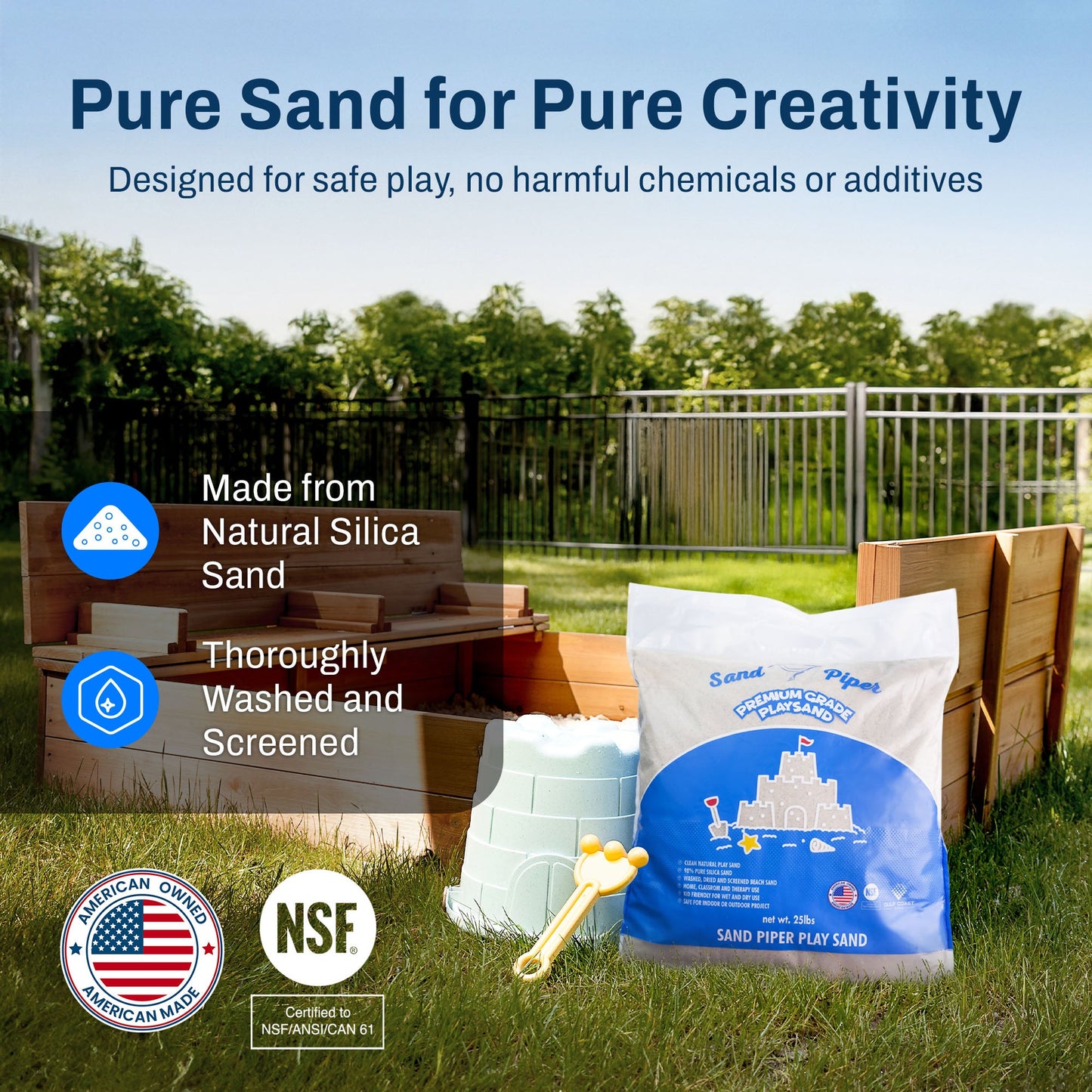 SandPiper 25Lb Premium Grade Multi-Use Play Sand w/Chemical Free Formula, 3 Pack