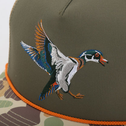 Wood Duck Hat Rope Cap 5-Panel Ridgeline Mesh Back