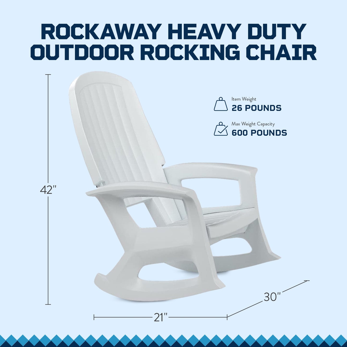 Semco Plastics Rockaway Heavy Duty All-Weather Outdoor Rocking Chair, White