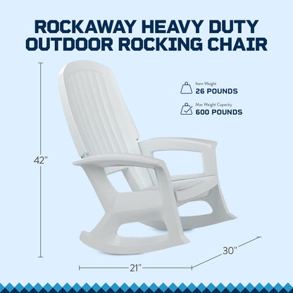 Semco Plastics Rockaway Heavy Duty All-Weather Outdoor Rocking Chair, White