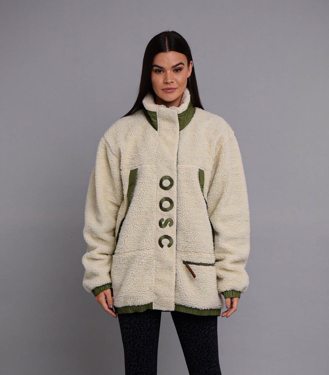 Sherpa Fleece Jacket Cream / Khaki - Women's