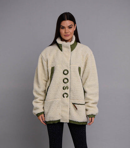 Sherpa Fleece Jacket Cream / Khaki - Women's