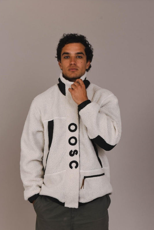 Sherpa Fleece Jacket White / Black - Men's