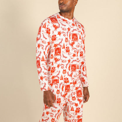 The Santa Slays | Christmas Toile SleepDeep™ Men’s Long Sleeve Pajama Shirt