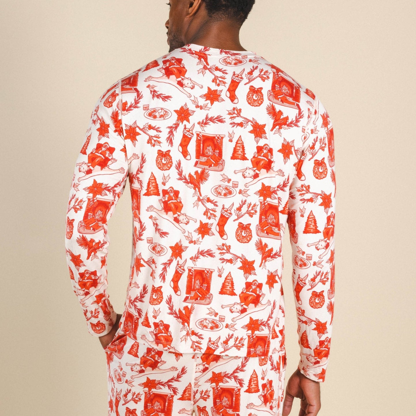 The Santa Slays | Christmas Toile SleepDeep™ Men’s Long Sleeve Pajama Shirt