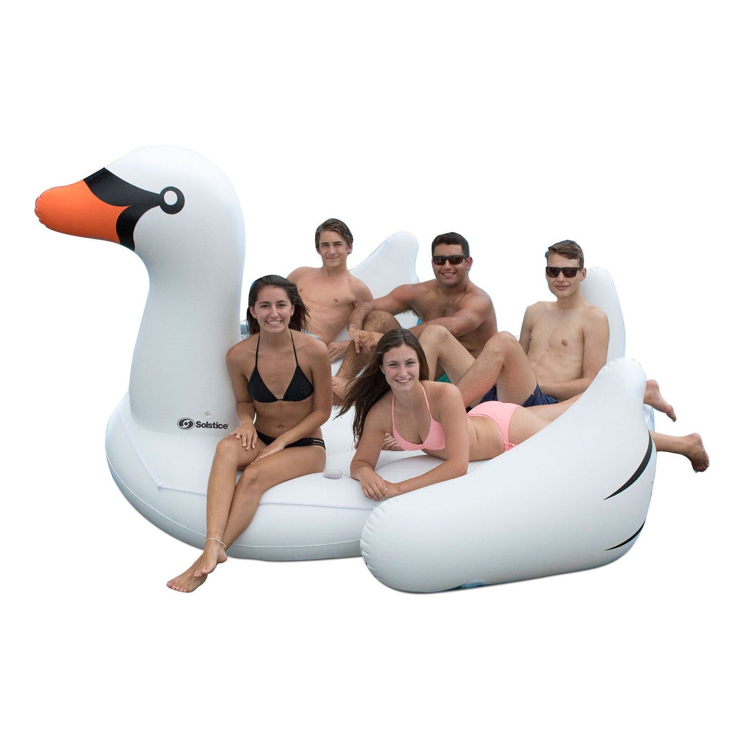 Swimline Giant Swan Inflatable Ride On Swimming Pool Float Raft Island, White