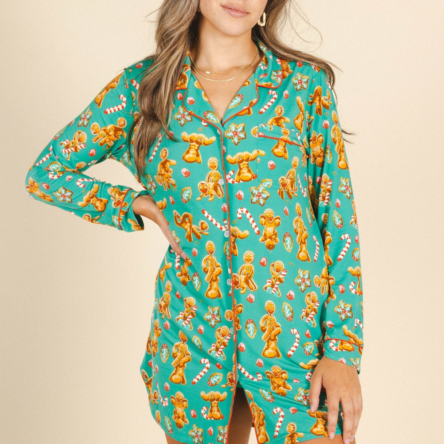 The Ginger Rail | Gingerbread SleepDeep™ Long Sleeve Pajama Dress