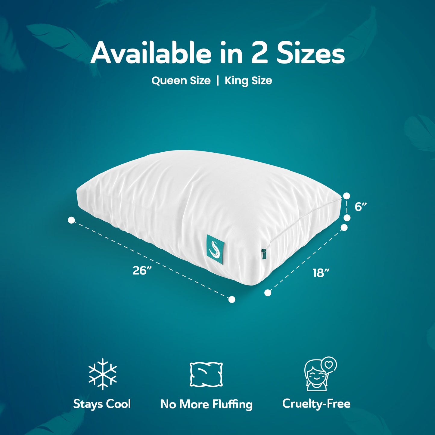 Sleepgram Bed Support Sleeping Pillow with Microfiber Cover, Queen Size, White