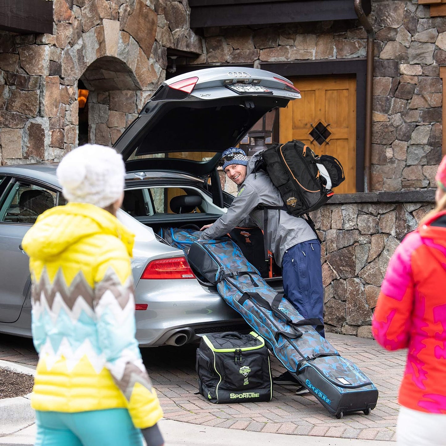 Sportube 44L Overheader Airline Carry On Padded Gear & Boot Backpack, Orange